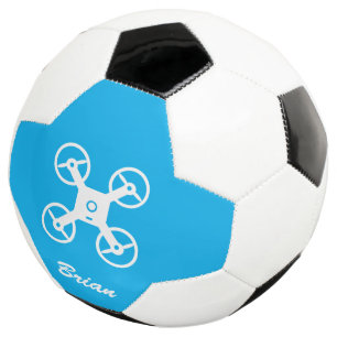 Personalised soccer ball with drone copter logo