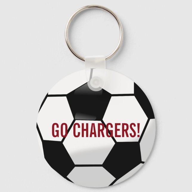 Personalised Soccer Ball with Team Name and Number Key Ring (Front)