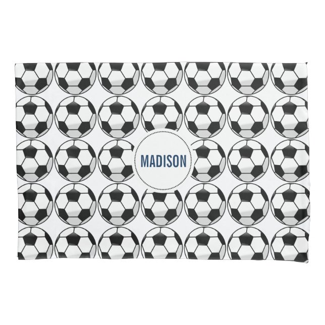 Personalised Soccer Ball with Team Name and Number Pillowcase (Front)