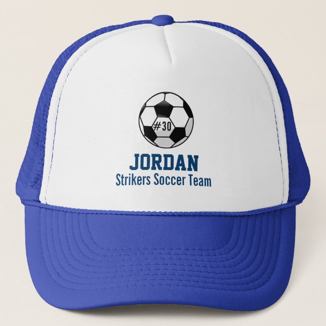 Personalised Soccer Ball with Team Name and Number Trucker Hat (Front)