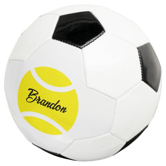 Personalised soccer ball with tennis ball logo (Three Quarter)