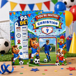 Personalised Soccer Birthday Photo Invitation