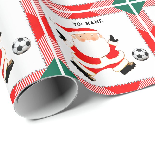 Personalised Soccer Christmas Gift Wrapping Paper (Roll Corner)