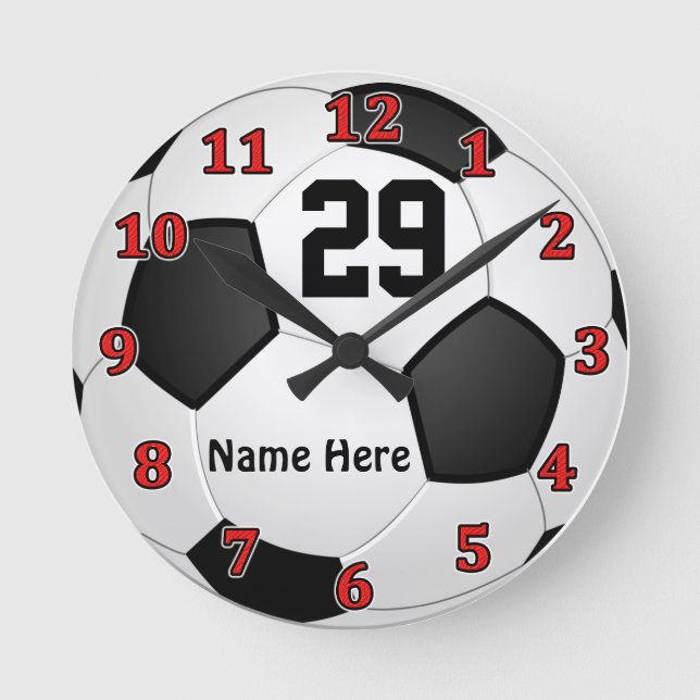 Personalised Soccer Clocks with NAME and NUMBER (Front)