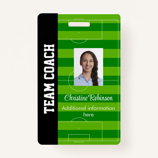 Personalised Soccer coach badge ID Badge (Front)