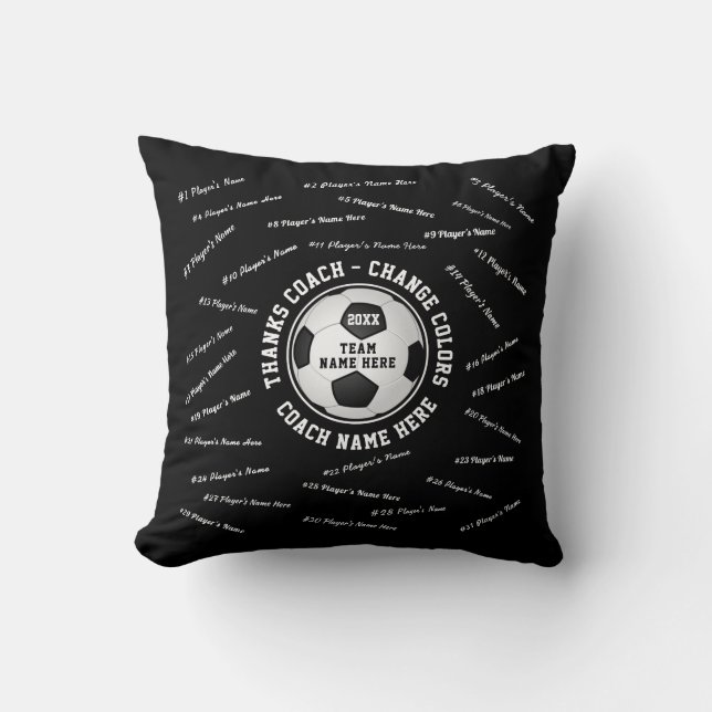 Personalised Soccer Coach Gift Ideas, 31 Player Cushion (Front)