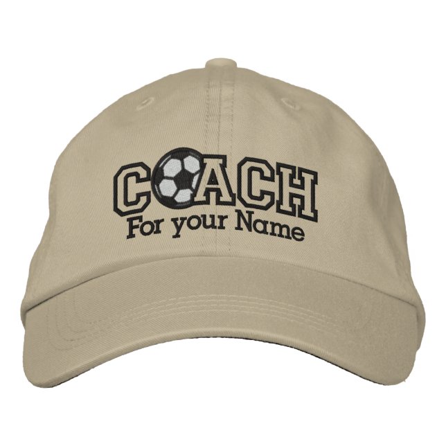 Personalised Soccer Coach with your name Embroidered Hat (Front)