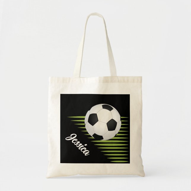Personalised soccer design with name and ball tote bag (Front)