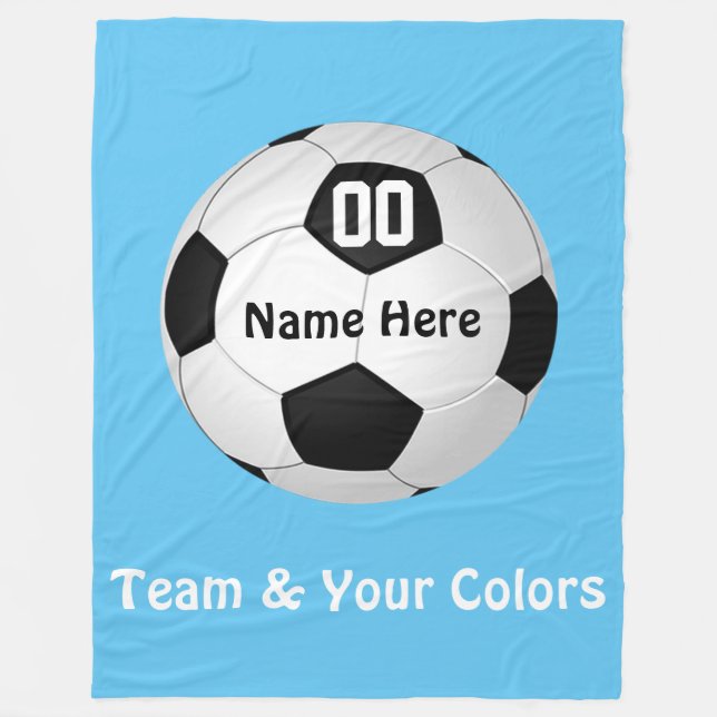 Personalised Soccer Fleece Blanket in Your Colours (Front)