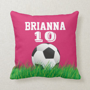 Personalised Soccer Football Ball Pink Pillow