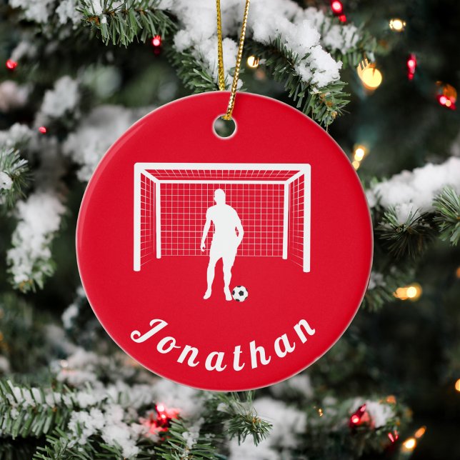 Personalised Soccer Football Player Goalie Keeper Ceramic Ornament (Creator Uploaded)
