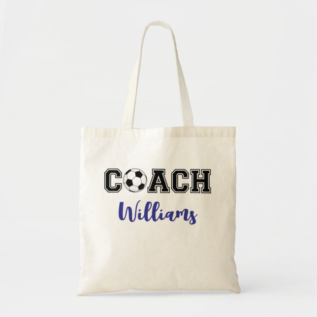 Personalised soccer / futbol coach team tote bag (Front)