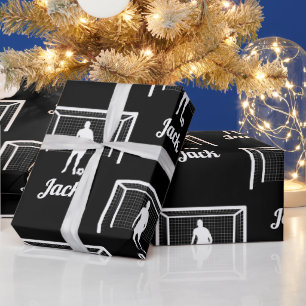 Personalised Soccer Goalie Goalkeeper Football Men Wrapping Paper
