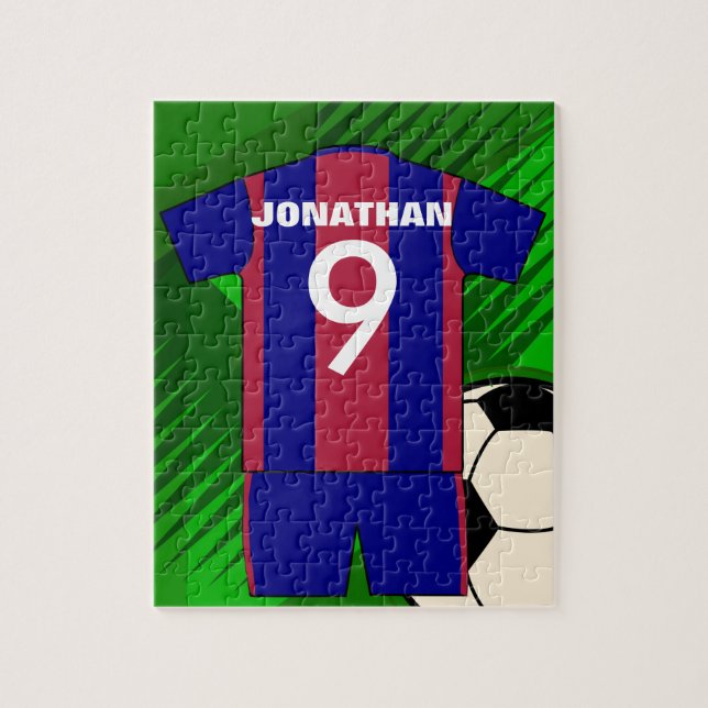 Personalised soccer jersey and ball jigsaw puzzle (Vertical)