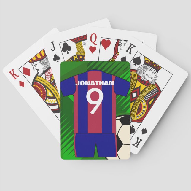 Personalised soccer jersey and ball playing cards (Back)