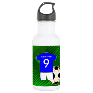 Personalised Soccer Jersey Blue and White 532 Ml Water Bottle