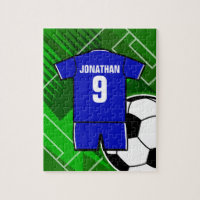 Personalised Soccer Jersey Blue with White