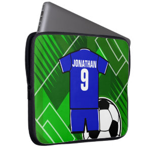 Personalised Soccer Jersey Blue with White Laptop Sleeve