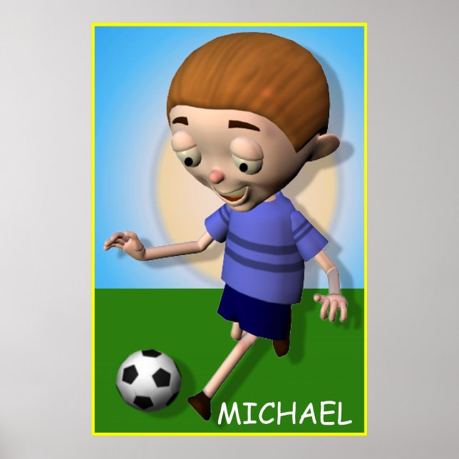 Personalised Soccer Kid Boy Poster (Front)