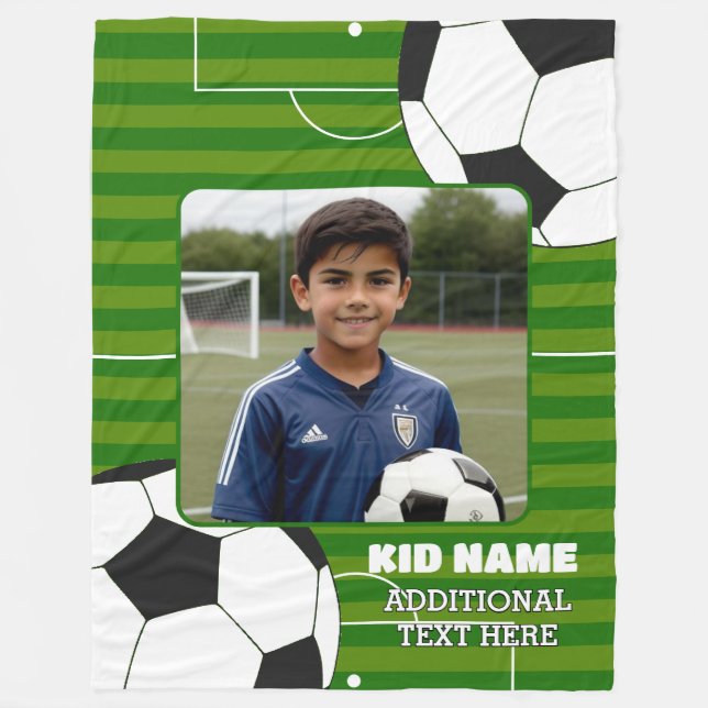 Personalised Soccer Kids Fleece Blanket (Front)