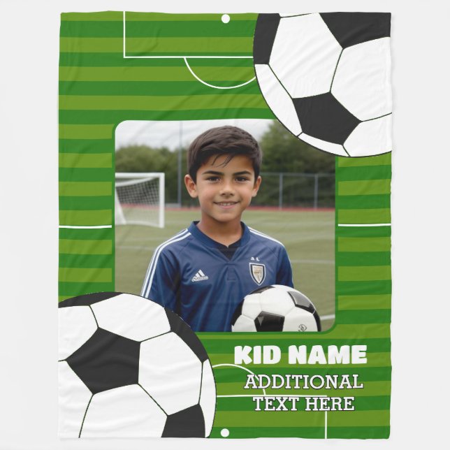 Personalised Soccer Kids Fleece Blanket (Front)