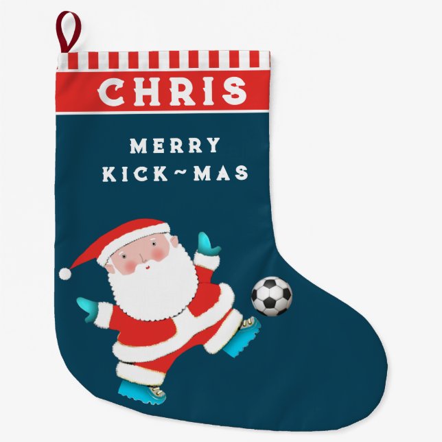 Personalised Soccer Large Christmas Stocking (Front)