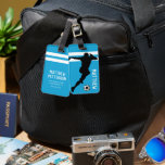 Personalised Soccer Mad | Footballer Blue Travel Luggage Tag<br><div class="desc">Cool sporty luggage tag of a soccer player playing football personalised with your child's name.</div>