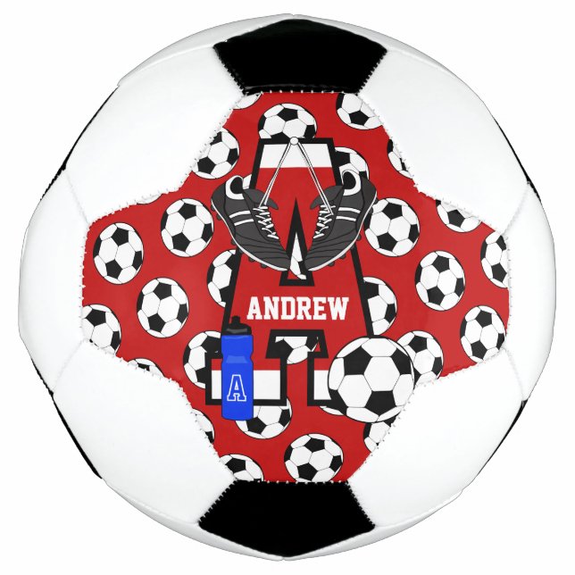 Personalised Soccer Monogram Letter A Ball (Front)