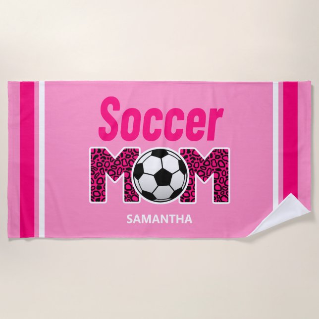 Personalised Soccer Mum Custom Name  Beach Towel (Front)