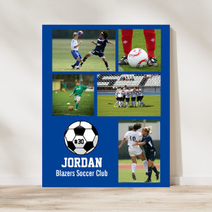 Personalised Soccer Photo Collage Name Team # Poster