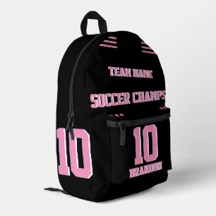 Personalised Soccer Pink Modern Printed Backpack