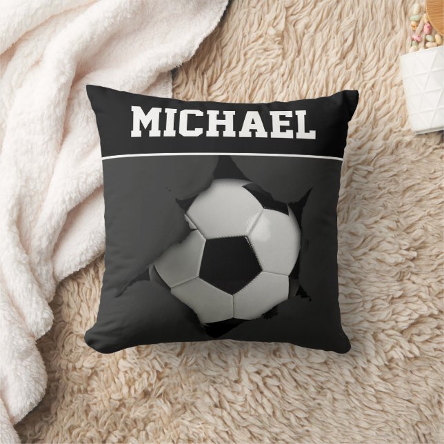 Personalised Soccer Player Ball Name Sports Cushion (Blanket)