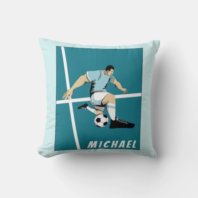 Personalised Soccer Player Coach Illustration Cool Cushion (Front)