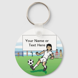 Personalised Soccer Player Youth - Female Cartoon Key Ring
