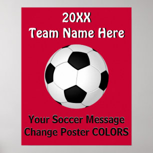 Personalised SOCCER Posters with YOUR TEXT, COLORS