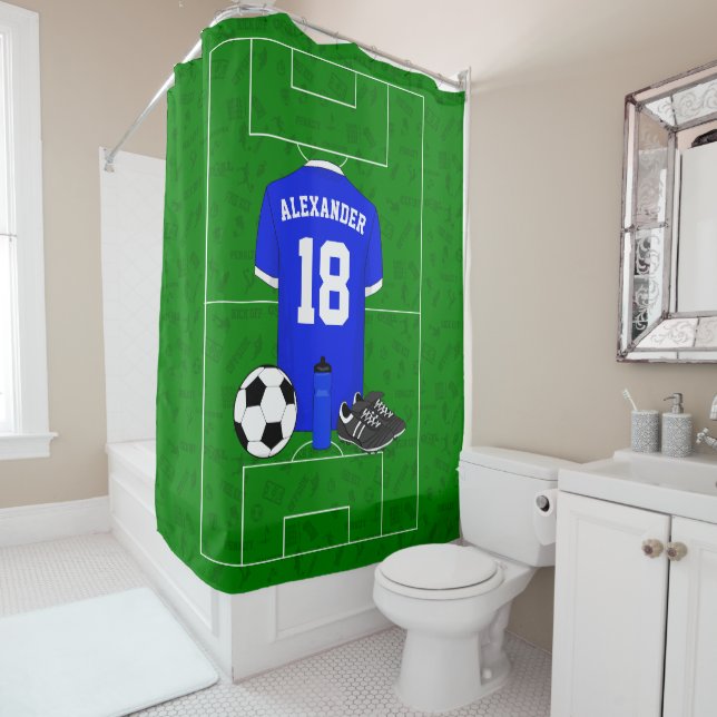 Personalised soccer shirt shower curtain (In Situ)