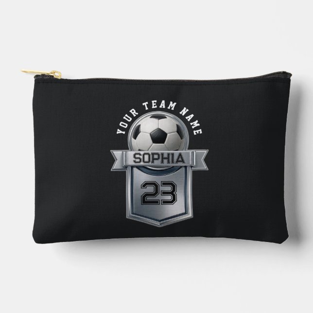 Personalised Soccer with Team and Player Name Accessory Pouch (Front)