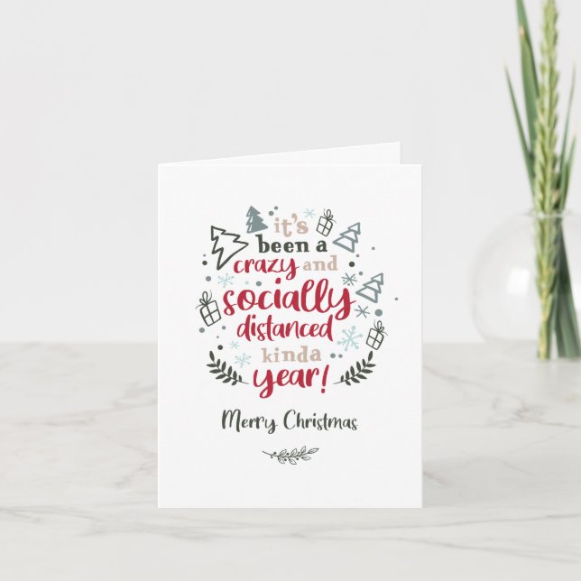 Personalised Socially Distanced Humour Christmas Holiday Card (Front)