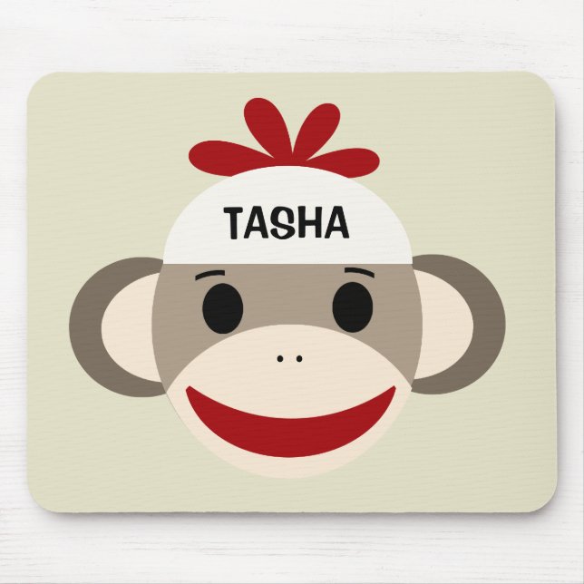 Personalised Sock Monkey Mousepad for Kids (Front)