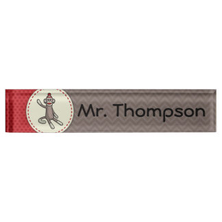 Personalised Sock Monkey Name Plate