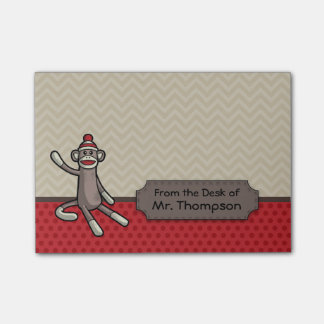 Personalised Sock Monkey Post It Notes