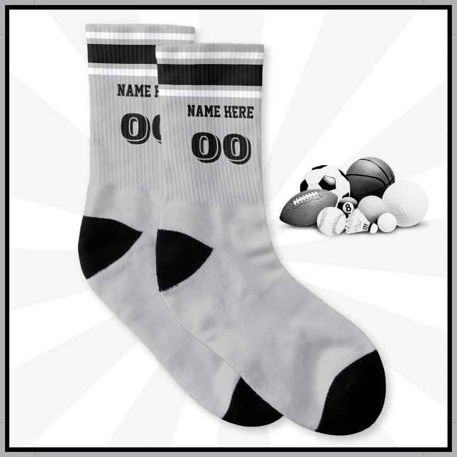Personalised Socks in Your Colours, Name and Numbe (Personalized Sports Socks for Men or Women. Gift ideas for sports lovers. Baseball, Football, Soccer)