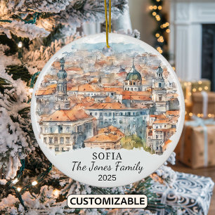 Personalised Sofia Ornament, Bulgaria Gift Ceramic Ornament