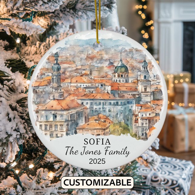 Personalised Sofia Ornament, Bulgaria Gift Ceramic Ornament (Creator Uploaded)