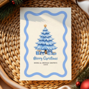 Personalised soft Blue Christmas Tree Gift Tags  Thank You Card