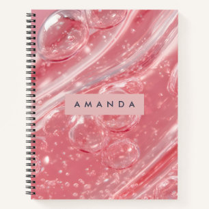 Personalised Soft Blush Bubble Swirl Glossy Pink Notebook