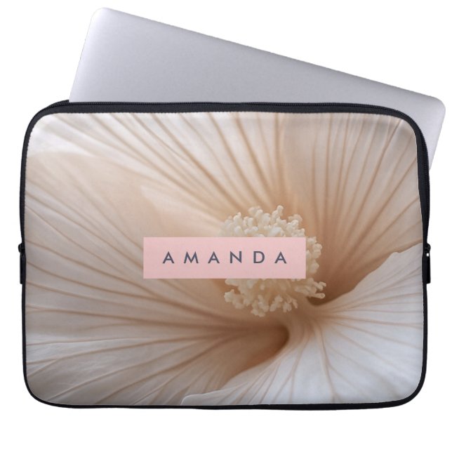 Personalised Soft Blush Petal Bloom Floral Design Laptop Sleeve (Front)