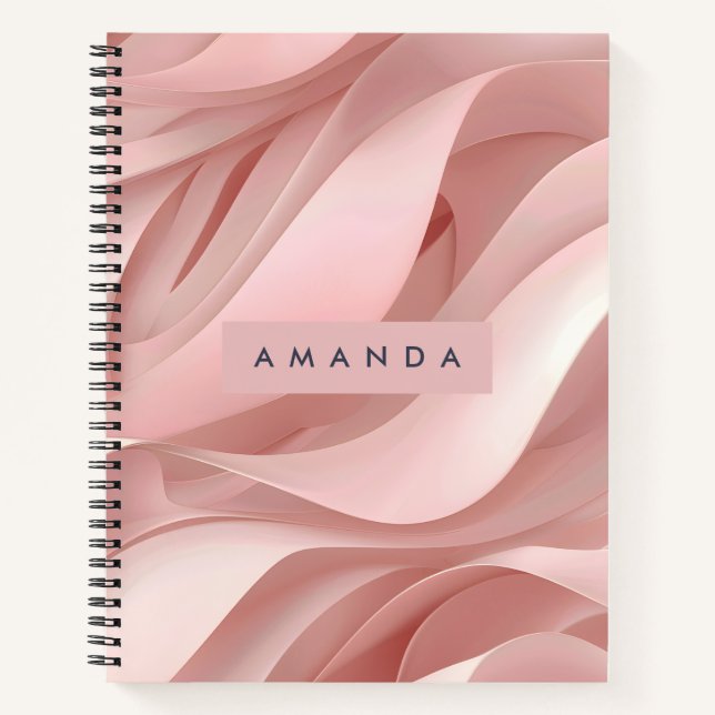 Personalised Soft Blush Pink Abstract Flow Design Notebook (Front)