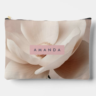 Personalised Soft Cream Magnolia Bloom Aesthetic Accessory Pouch