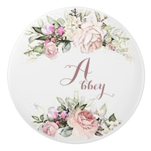Personalised Soft Floral Ceramic Knob